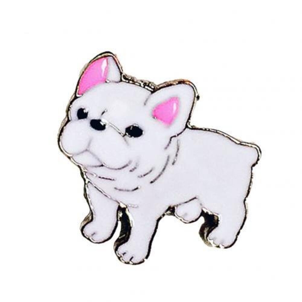 White French BullDog Enamel Pins